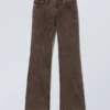 Low Bootcut Cotton Trousers – Structured Dark Brown