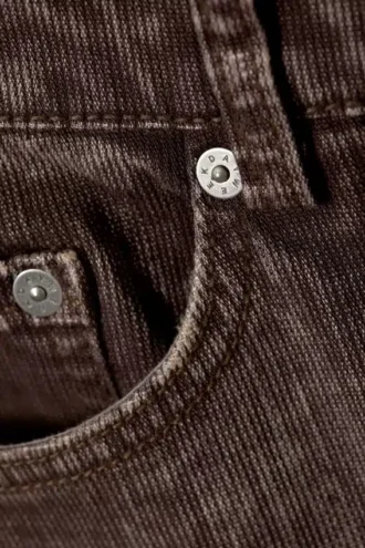 Low Bootcut Cotton Trousers – Structured Dark Brown