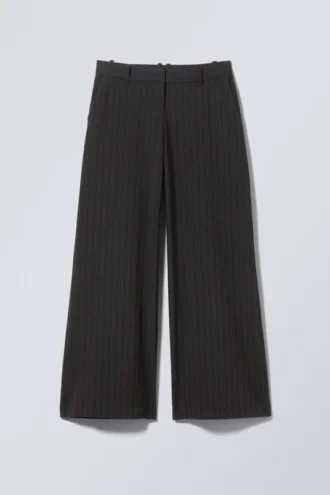 Low Flared Suit Trousers – Striped Black