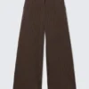 Low Flared Suit Trousers – Striped Dark Brown