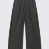 Low Loose Cotton Trousers – Striped Black