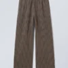 Low Loose Cotton Trousers – Striped Brown