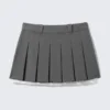 Low Pleated Mini Skirt – Dark Grey