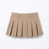 Low Pleated Mini Skirt – Dusty Beige