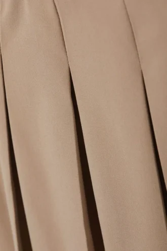 Low Pleated Mini Skirt – Dusty Beige