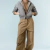 Low Rise Baggy Ripstop Trousers – Beige