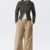 Low Rise Baggy Ripstop Trousers – Beige