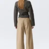 Low Rise Baggy Ripstop Trousers – Beige