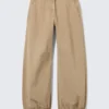 Low Rise Baggy Ripstop Trousers – Beige