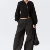 Low Rise Baggy Ripstop Trousers – Dark Grey