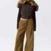 Low Rise Baggy Ripstop Trousers – Dark Khaki