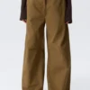 Low Rise Baggy Ripstop Trousers – Dark Khaki