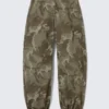 Low Rise Baggy Ripstop Trousers – Khaki Green – Camo