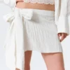 Low Rise Bow Detail Mini Wrap Skirt – Off-White