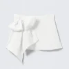 Low Rise Bow Detail Mini Wrap Skirt – Off-White