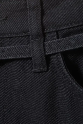 Low Rise Cargo Cotton Twill Jorts – Black