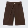 Low Rise Cargo Cotton Twill Jorts – Dark Brown