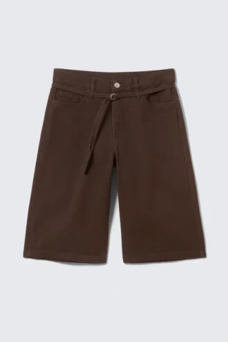 Low Rise Cargo Cotton Twill Jorts – Dark Brown