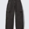 Low Rise Cargo Strap Twill Trousers – Dark Grey