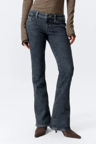 Low Rise Curve Yoke Flared Jeans – Desert Blue – Dark Blue