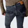 Low Rise Curve Yoke Flared Jeans – Desert Blue – Dark Blue