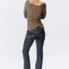 Low Rise Curve Yoke Flared Jeans – Desert Blue – Dark Blue