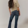 Low Rise Embellished Flared Jeans – Embellished Blue – Dark Blue