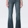 Low Rise Embellished Flared Jeans – Embellished Blue – Dark Blue