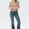 Low Rise Embellished Flared Jeans – Embellished Blue – Dark Blue