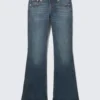 Low Rise Embellished Flared Jeans – Embellished Blue – Dark Blue