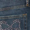 Low Rise Embellished Flared Jeans – Embellished Blue – Dark Blue
