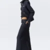 Low Rise Fitted Denim Maxi Skirt – Blue Rinse – Dark Blue