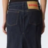 Low Rise Fitted Denim Maxi Skirt – Blue Rinse – Dark Blue