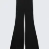 Low Rise Flared Jersey Trousers – Black