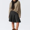 Low Rise Flared Knee-Length Suiting Skirt – Dark Grey