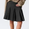 Low Rise Flared Knee-Length Suiting Skirt – Dark Grey