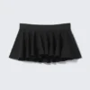 Low Rise Flared Mini Skort – Black