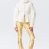 Low Rise Flared Stretch Trousers – Light Yellow – Floral