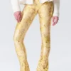 Low Rise Flared Stretch Trousers – Light Yellow – Floral