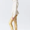 Low Rise Flared Stretch Trousers – Light Yellow – Floral