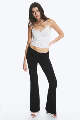 Low Rise Flared Suit Trousers – Black