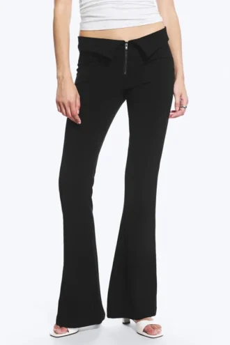 Low Rise Flared Suit Trousers – Black
