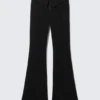 Low Rise Flared Suit Trousers – Black
