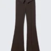 Low Rise Flared Suit Trousers – Dark Brown