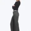 Low-Rise Flared Suiting Trousers – Dark Grey Melange