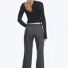 Low-Rise Flared Suiting Trousers – Dark Grey Melange