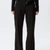 Low-Rise Flared Suiting Trousers – Pinstriped Black