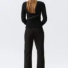 Low-Rise Flared Suiting Trousers – Pinstriped Black