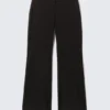 Low-Rise Flared Suiting Trousers – Pinstriped Black