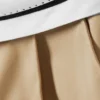 Low Rise Folded Waist Twill Trousers – Beige